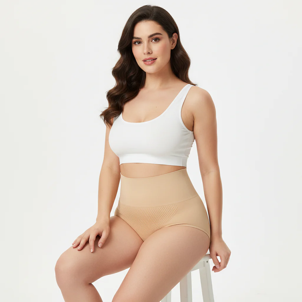High-Waisted Tummy Support Underwear ( Beige) Pack Of 2