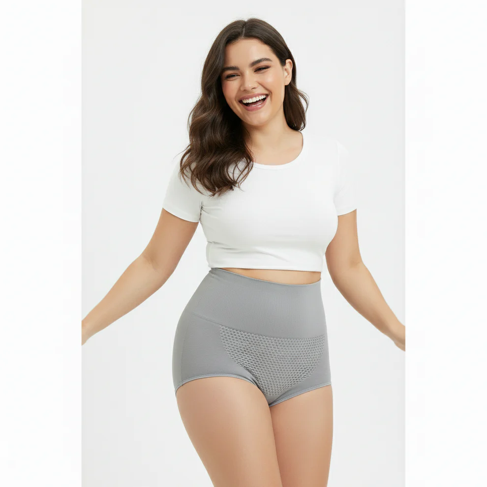High-Waisted Tummy Support Underwear ( Gray) Pack Of 2