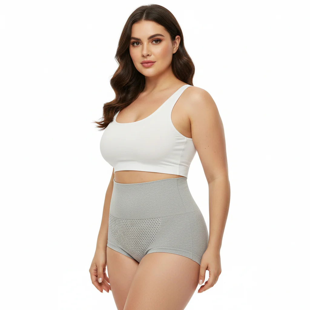High-Waisted Tummy Support Underwear ( Gray) Pack Of 2