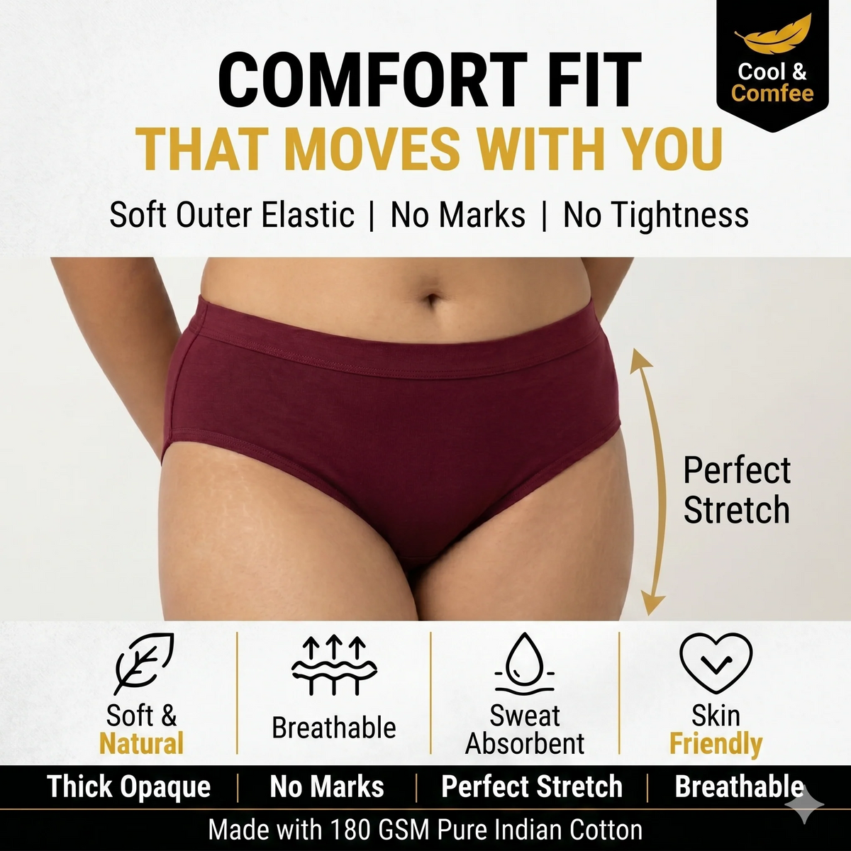 WOMENS All day Comfort Everyday Cotton Panties - Pack Of 5