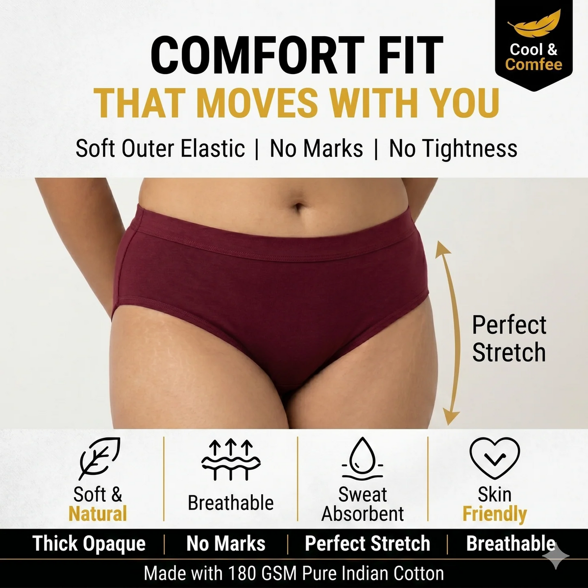 WOMENS All day Comfort Everyday Cotton Panties - Pack Of 5