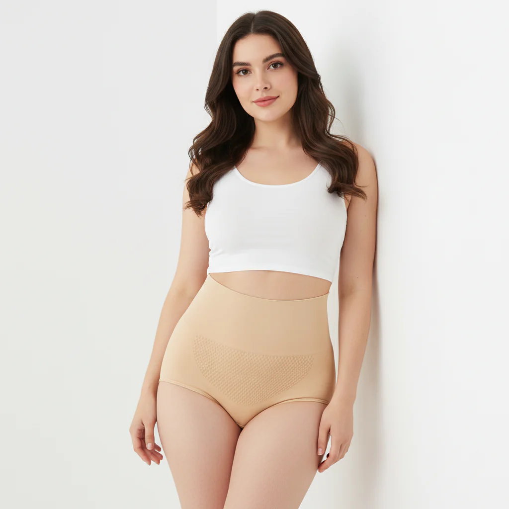 High-Waisted Tummy Support Underwear ( Beige) Pack Of 2
